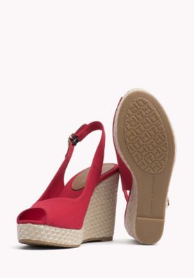 red slingback wedges