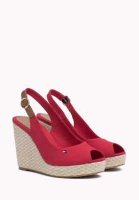 red slingback wedges