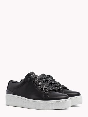 tommy hilfiger black womens trainers