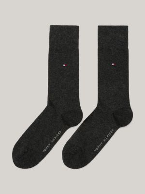 lot de 2 paires de chaussettes classiques à drapeau brodé bleu pour hommes tommy hilfiger