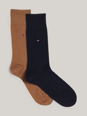 khaki 2-pack classic flag embroidery socks for men tommy hilfiger