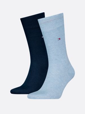 lot de 2 paires de chaussettes classiques à drapeau brodé blue pour hommes tommy hilfiger