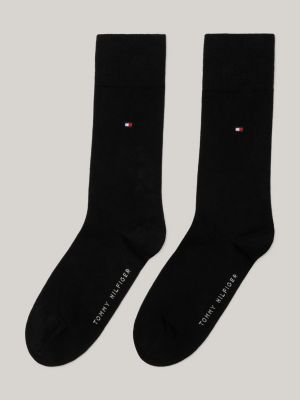 black 2er-pack classic socken mit flag-stickerei für herren - tommy hilfiger