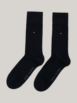 lot de 2 paires de chaussettes classiques à drapeau brodé blue pour hommes tommy hilfiger