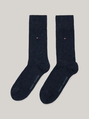 lot de 2 paires de chaussettes classiques à drapeau brodé blue pour hommes tommy hilfiger