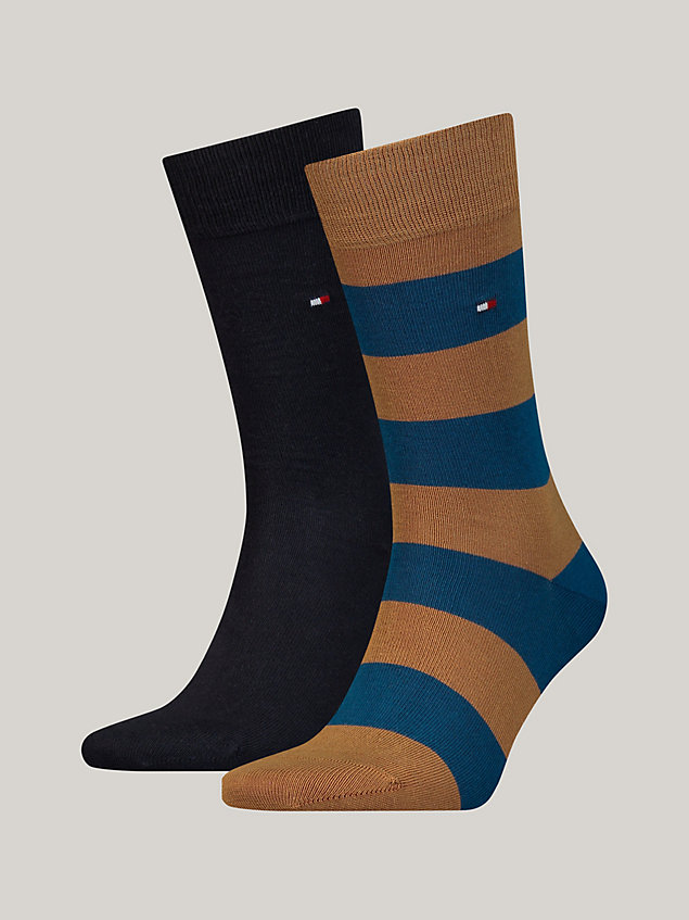 khaki 2-pack classics rugby stripe socks for men tommy hilfiger