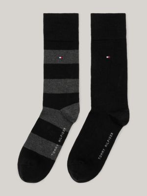 lot de 2 paires de chaussettes classics rayées black pour hommes tommy hilfiger