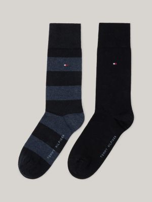 lot de 2 paires de chaussettes classics rayées blue pour hommes tommy hilfiger