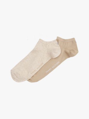 beige 2-pack combed trainer socks for men tommy hilfiger