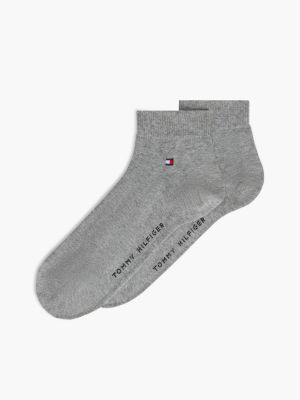 grey 2-pack flag embroidery ankle socks for men tommy hilfiger