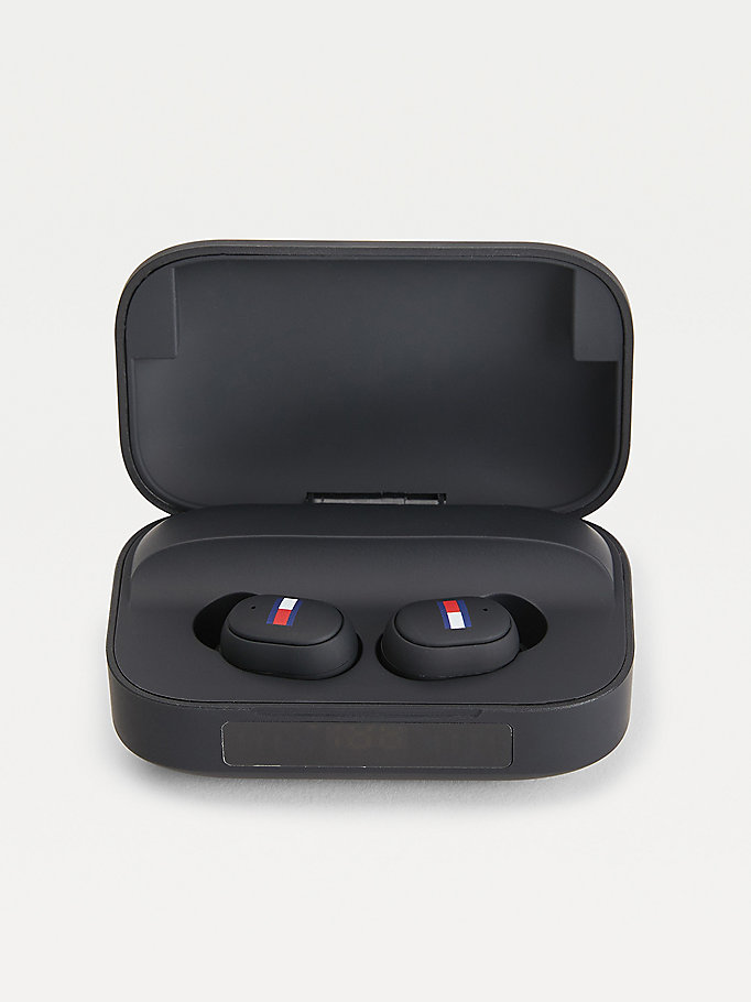 black black earbuds with powerbank for unisex tommy hilfiger