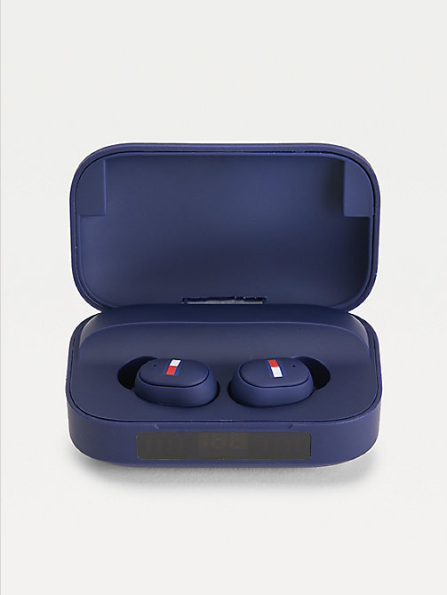 auriculares de oído azules con cargador azul de unisex tommy hilfiger