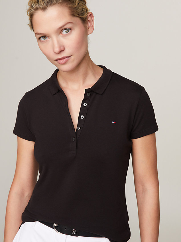 black heritage slim fit polo shirt for women tommy hilfiger