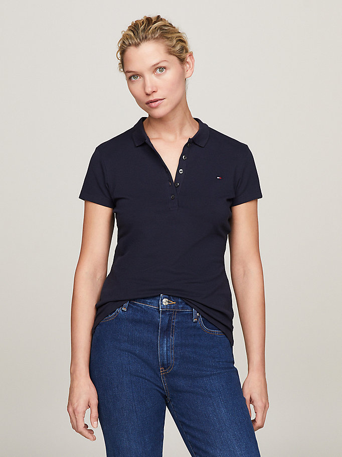 blue heritage slim fit polo shirt for women tommy hilfiger