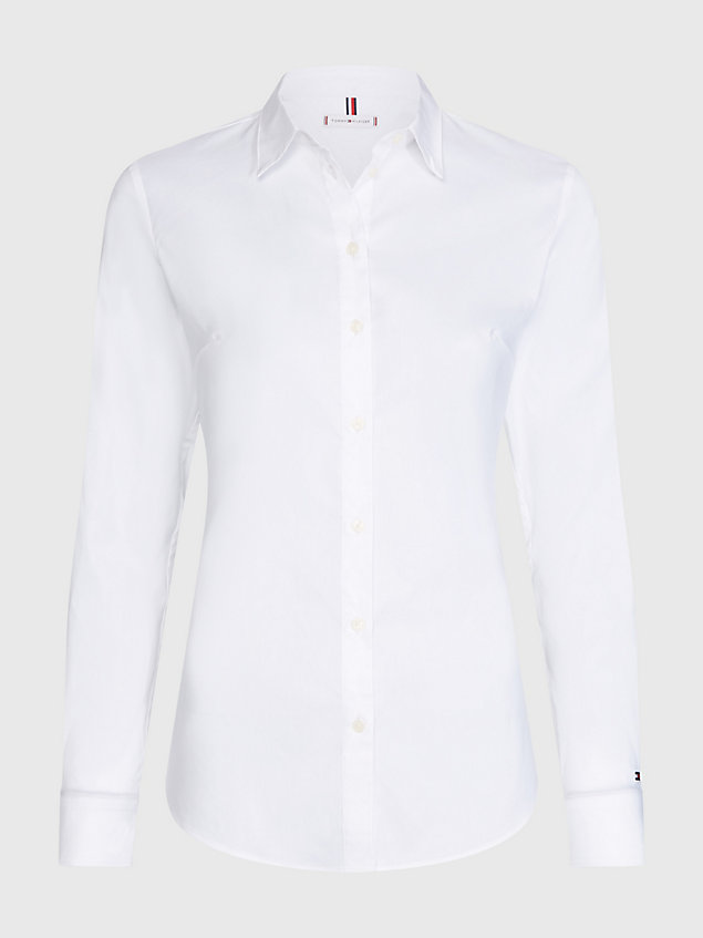 camisa heritage de corte slim white de mujer tommy hilfiger