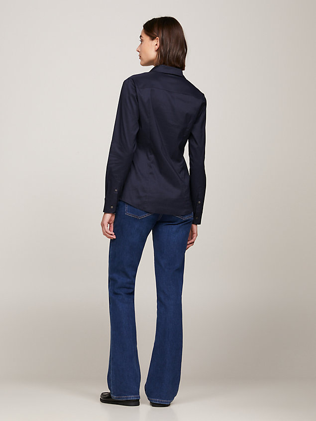 chemise heritage ajustée blue pour femmes tommy hilfiger