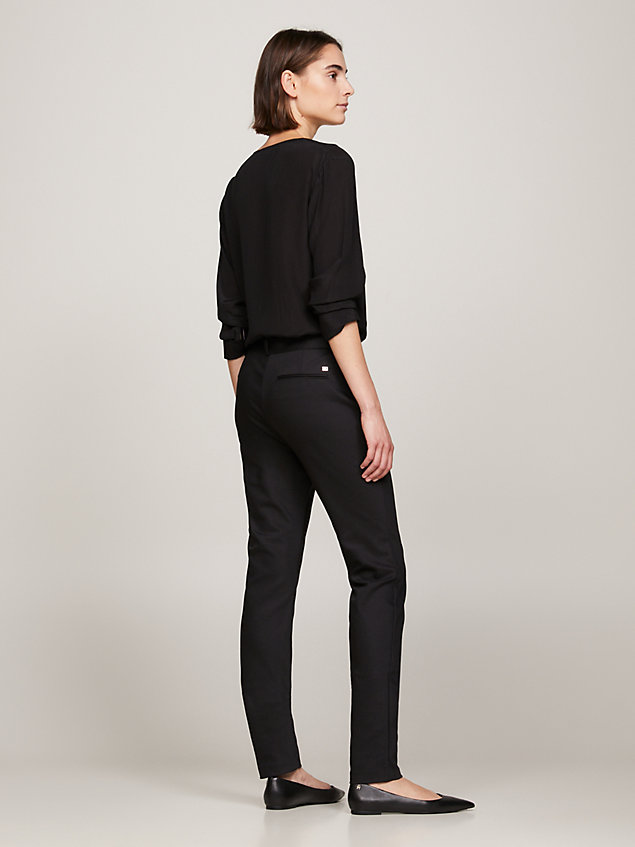 black heritage slim fit trousers for women tommy hilfiger