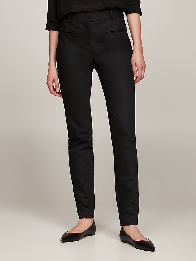 black heritage slim fit trousers for women tommy hilfiger