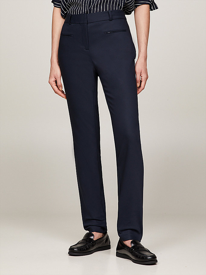 blue heritage slim fit trousers for women tommy hilfiger
