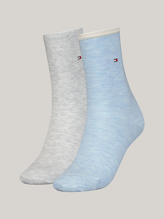 blue 2-pack flag embroidery socks for women tommy hilfiger