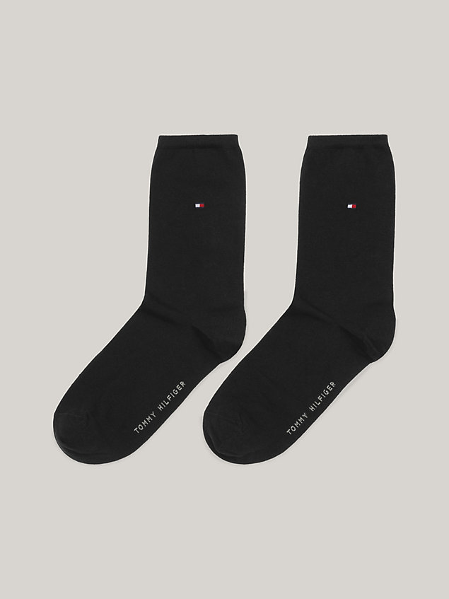 black 2-pack flag embroidery socks for women tommy hilfiger