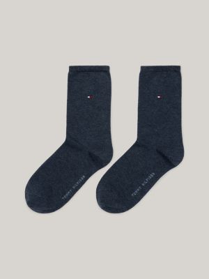 blue 2-pack flag embroidery socks for women tommy hilfiger