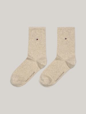 beige 2er-pack socken mit aufgestickter flag für damen - tommy hilfiger