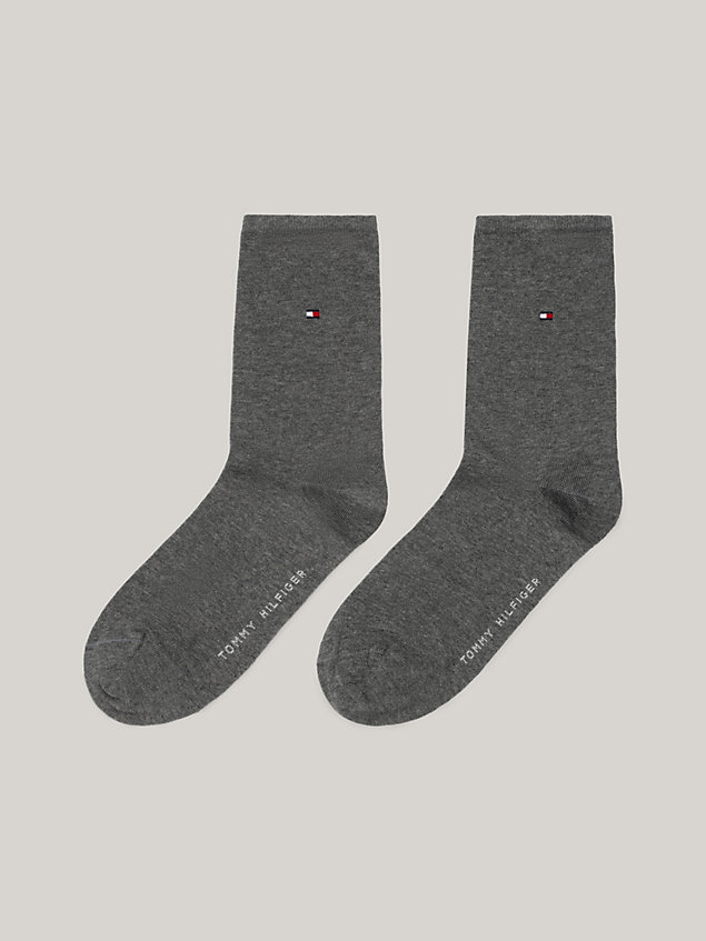 grey set van 2 paar sokken met geborduurde vlag voor dames - tommy hilfiger