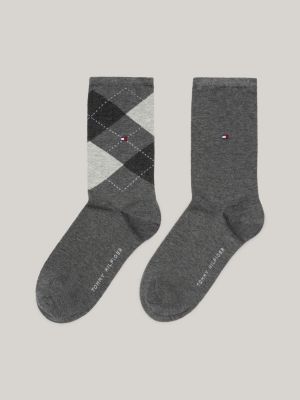 Chaussettes hautes blanches à rayures brodées et tige en bord côte TOMMY  HILFIGER - CCV Mode