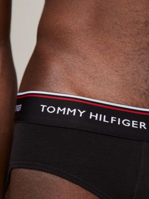 Black Pack of three logo-jacquard briefs