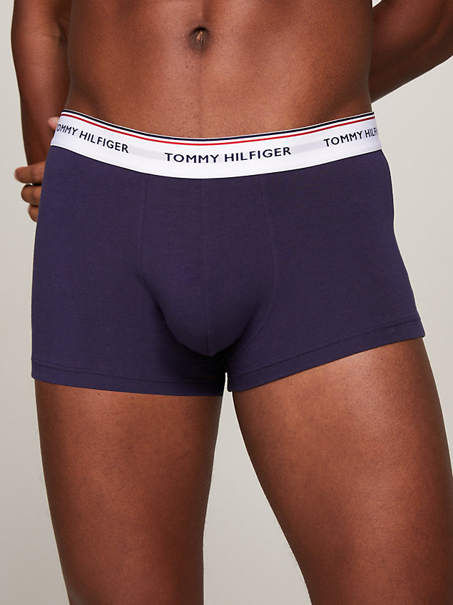 blue 3-pack stretch cotton low rise trunks for men tommy hilfiger