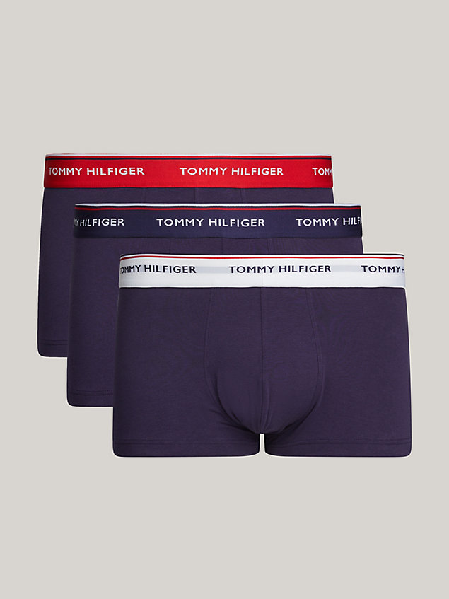 pack de 3 calzoncillos trunk de cintura baja en algodón elástico blue de hombre tommy hilfiger