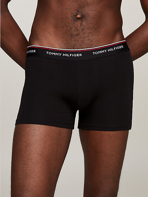 black 3-pack premium logo waistband trunks for men tommy hilfiger