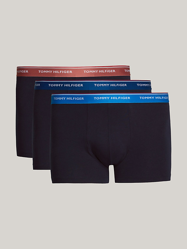 pink 3-pack plus contrast logo waistband trunks for men tommy hilfiger