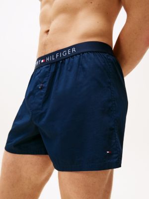 niebieski eleganckie bawełniane bokserki dla mężczyźni - tommy hilfiger