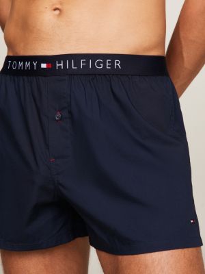 niebieski eleganckie bawełniane bokserki dla mężczyźni - tommy hilfiger