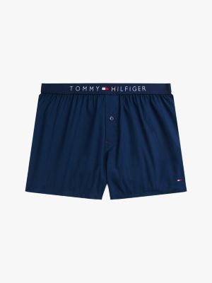 blue smart cotton poplin boxers for men tommy hilfiger