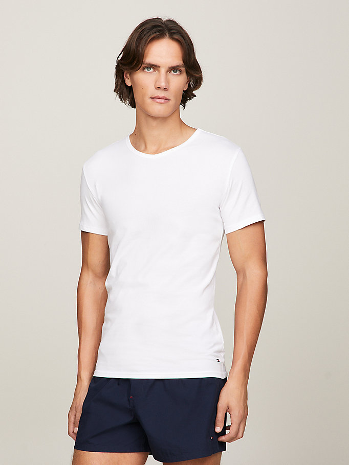white 3 pack v-neck cotton t-shirts for men tommy hilfiger
