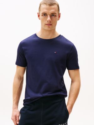 t-shirt in puro cotone blue da uomini tommy hilfiger