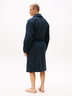 blue cotton towelling bathrobe for men tommy hilfiger