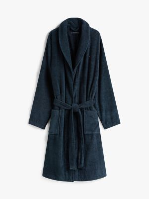 blue cotton towelling bathrobe for men tommy hilfiger