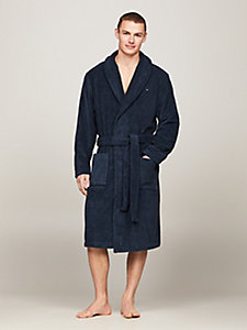 blue cotton towelling bathrobe for men tommy hilfiger