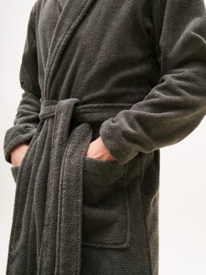 grey cotton towelling bathrobe for men tommy hilfiger