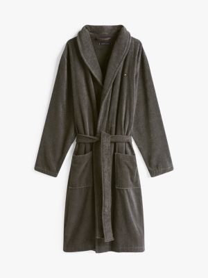 grey cotton towelling bathrobe for men tommy hilfiger