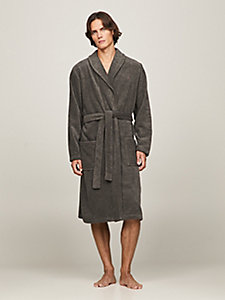 grey cotton towelling bathrobe for men tommy hilfiger