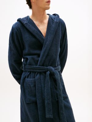 skrivning nordøst lyd Pure Cotton Hooded Bathrobe | BLUE | Tommy Hilfiger