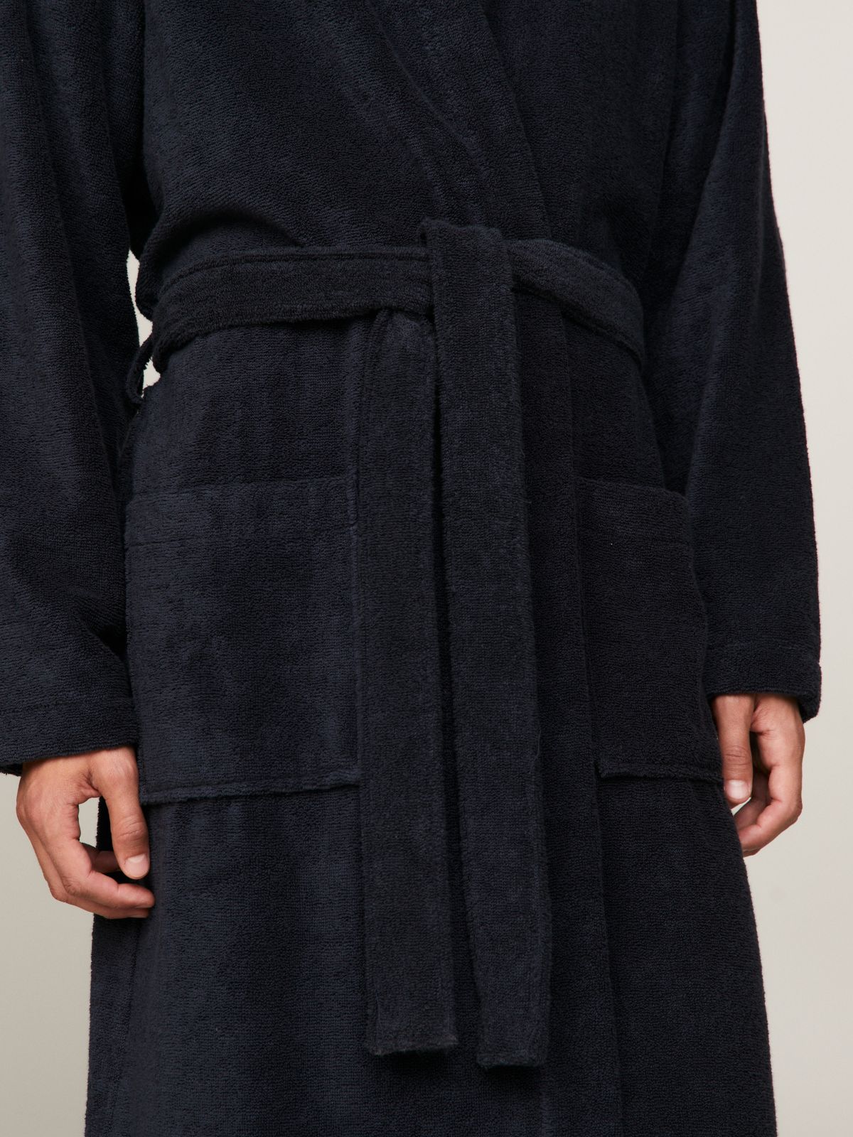 Pure Cotton Hooded Bathrobe — Blue