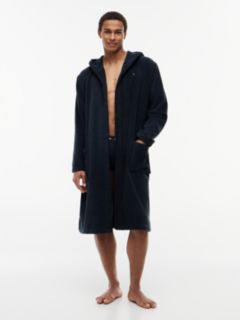 Pure Cotton Hooded Bathrobe — Blue 1