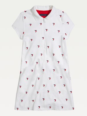 Adaptive Vestido tipo polo con corazones distintivos BLANCO | Tommy Hilfiger