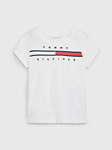 white adaptive pure cotton logo t-shirt for girls tommy hilfiger